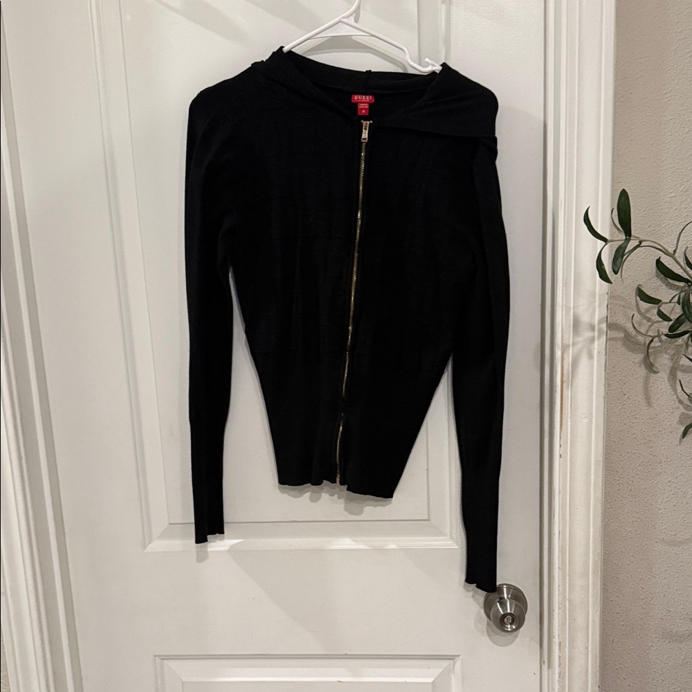 Guess Black Zip-Up Sweater
